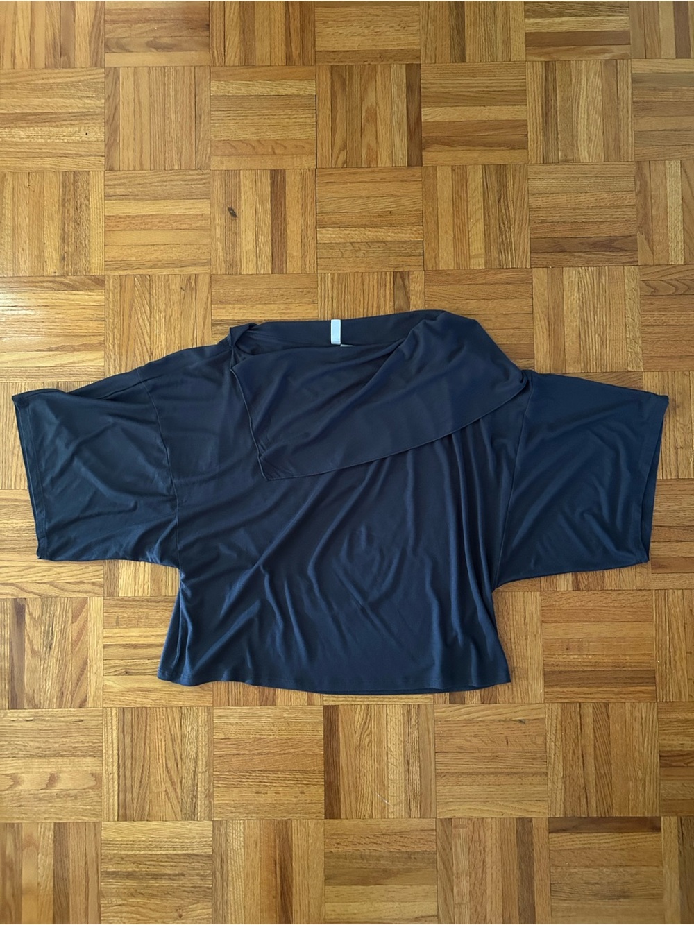 Divided Navy Off-Shoulder Relaxed Tunic